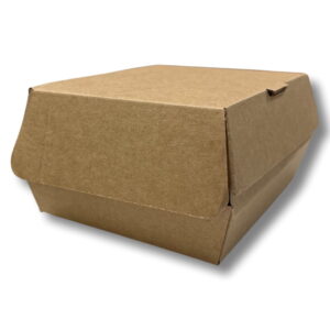 7-inch microflute burger box shown closed with a tuck-tab lid