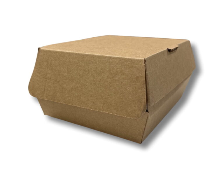 7-inch microflute burger box shown closed with a tuck-tab lid