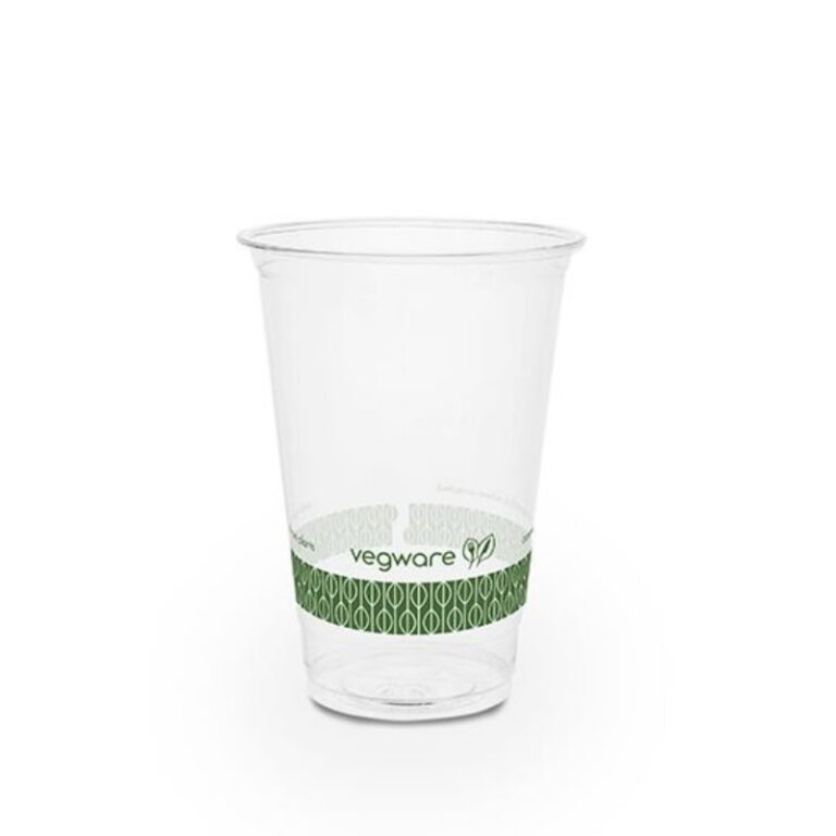 Vegware 9oz PLA Cold Cup 76-Series with green Vegware messaging