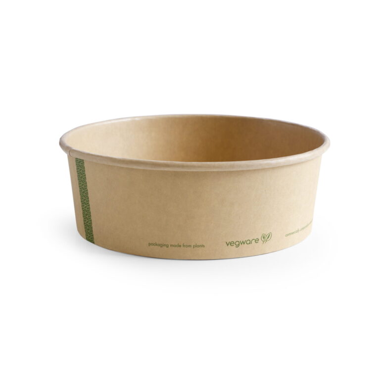 Vegware 32oz Kraft Bon Appetit Bowl - 185-Series paper food bowl