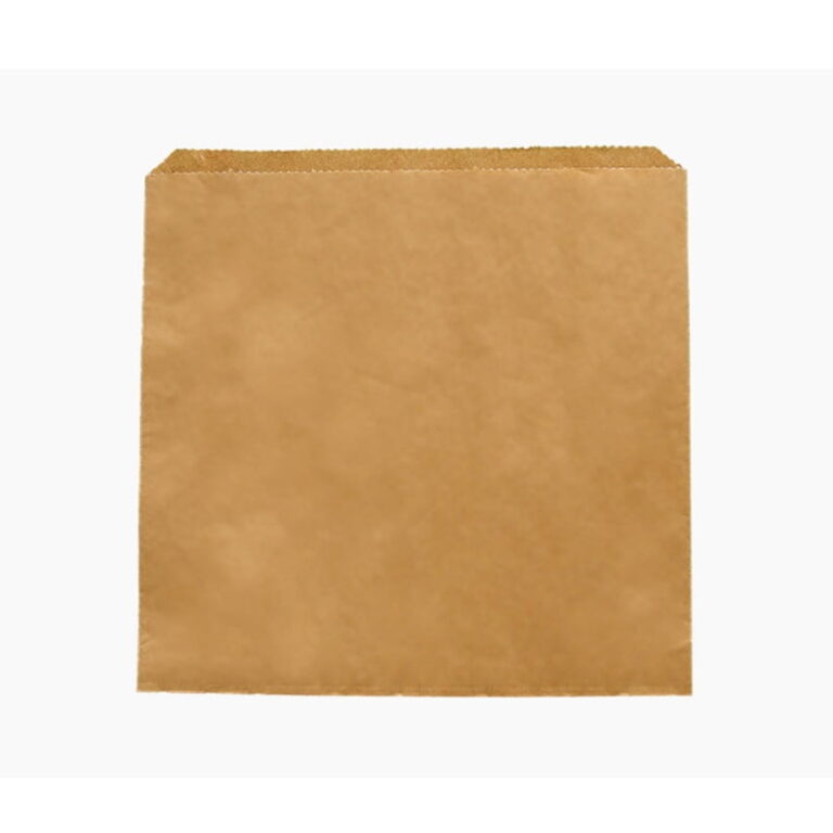 Kraft brown recycled paper flat bag for pastries, bread or dry snacks