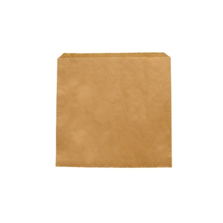 Square flat kraft paper bag for pastries, bread or dry snacks