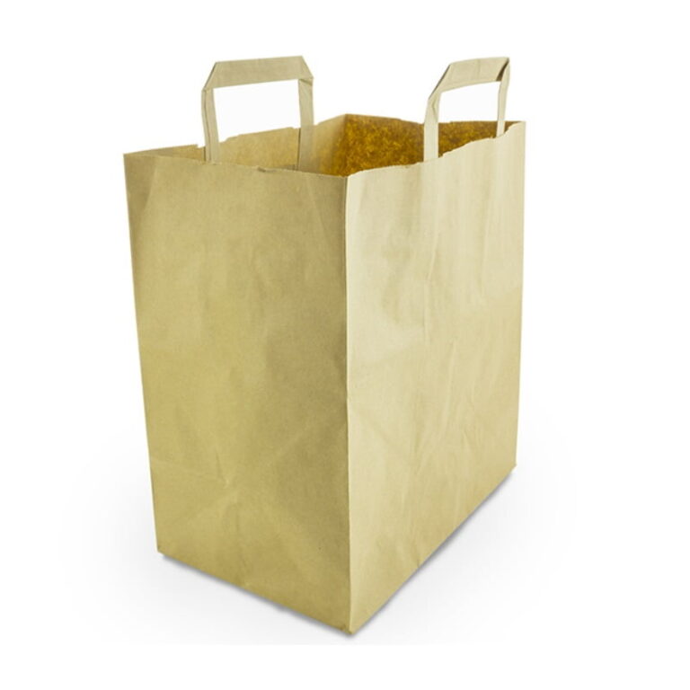Large brown recycled paper carrier bag with sturdy internal tape handles