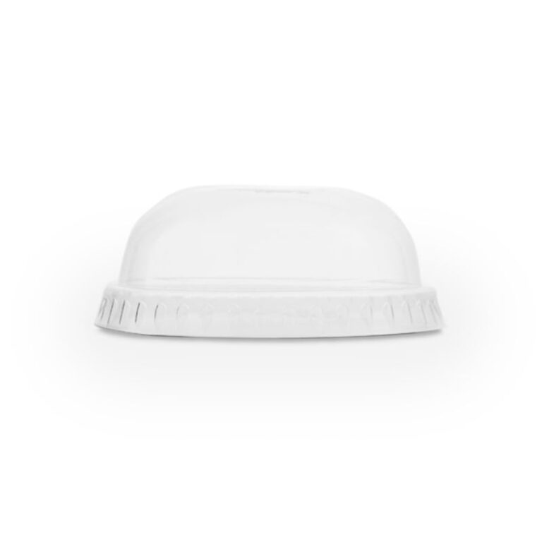 Vegware 76-Series PLA Dome Lid with Straw Slot shown on a white background