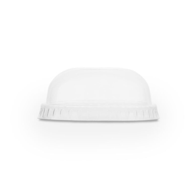 Vegware 76-Series PLA Dome Lid with No Hole shown on a white background