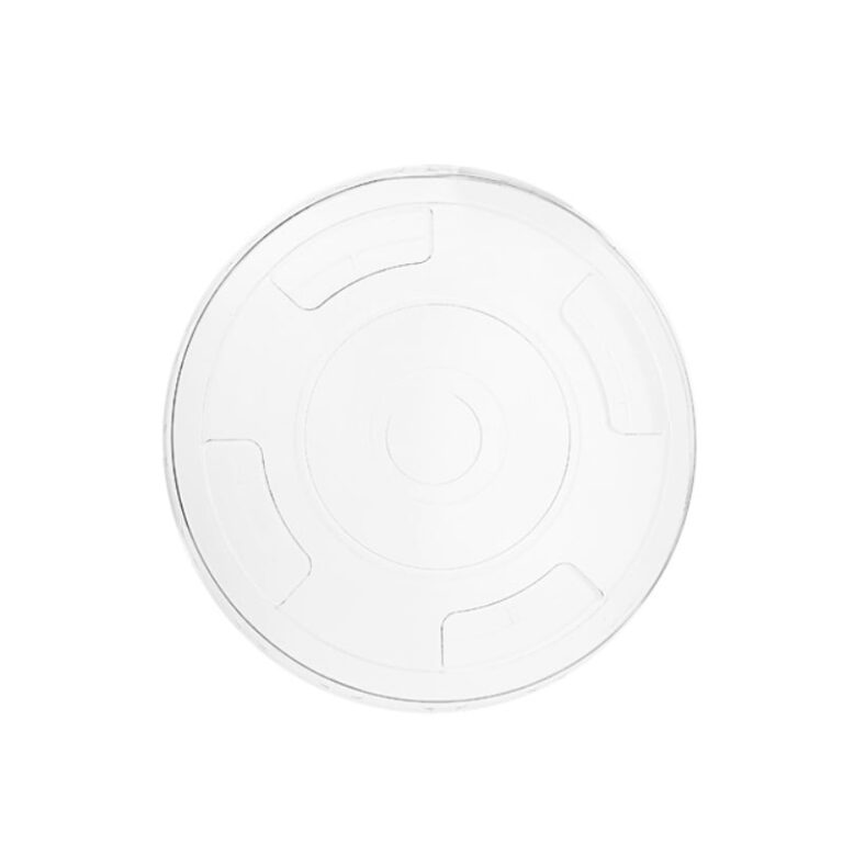 Vegware 96-Series PLA Flat Lid with Straw Slot shown on a white background