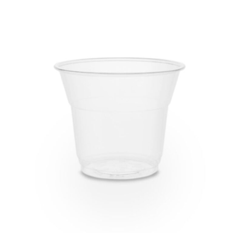 Vegware 5oz Plain PLA Cold Cup shown empty on a white background