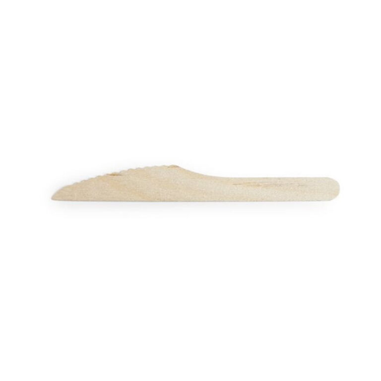 Compostable 6.5-inch birchwood knife shown on a white background