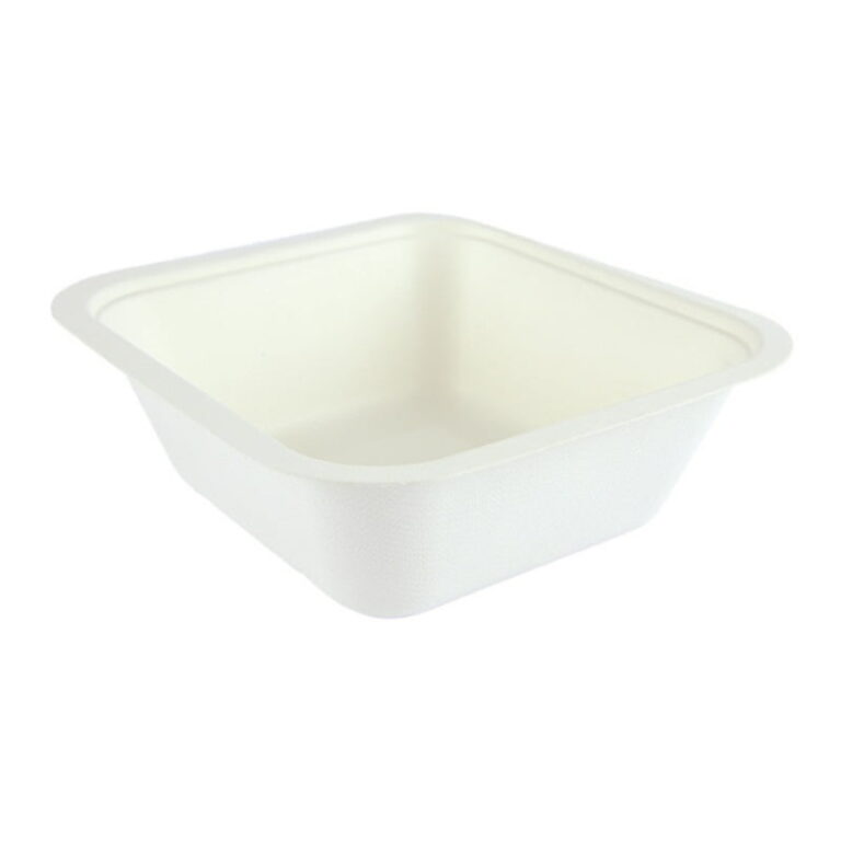 Vegware 1000ml Gourmet Base, Size 4, white bagasse tray, shown on a white background