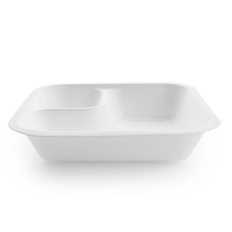 Vegware 550ml Gourmet Dipping Base, Size 4, white bagasse tray, shown on a white background