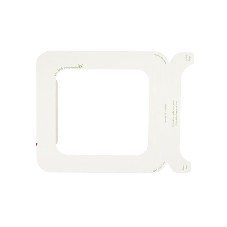 Vegware Size 4 Gourmet Window Lid, white card lid with a clear window, shown on a white background