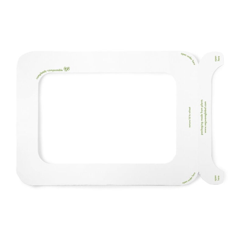 Vegware Size 5 Gourmet Window Lid, white card lid with a clear window, shown on a white background