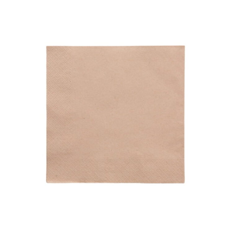 Unbleached square two-ply napkin in a natural brown shade
