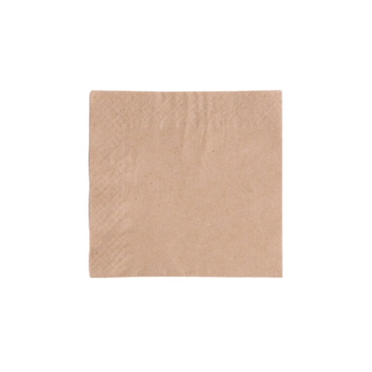 Unbleached 24cm two-ply compostable napkin, folded in half and shown against a white background