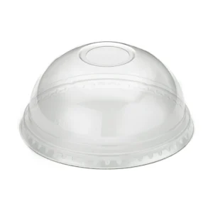 Clear domed lid for a cold-drink cup with a circular straw slot