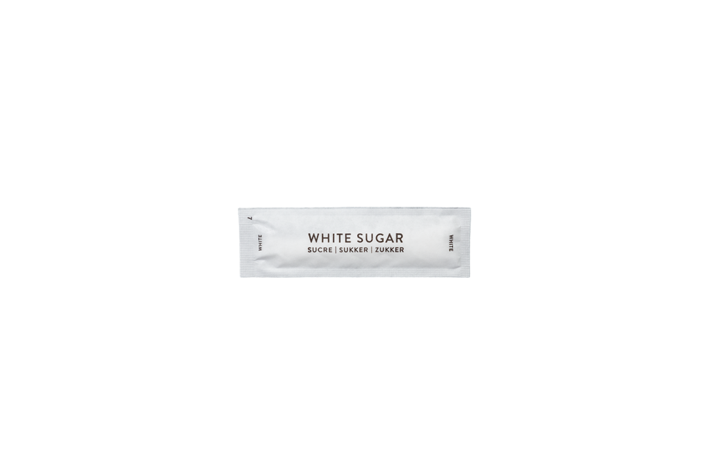 Individually wrapped white sugar stick