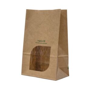 kraft bloomer bag with window 6x3x9