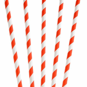 Red/White Paper Straw 8mm x 200mm – Recyclable & Food-Safe