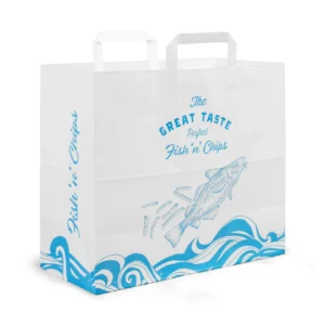 Large Fish and Chips Recyclable Paper Bag – Kraft Brown – Purple Planet Packaging