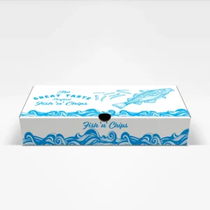 Medium Fish & Chips Recyclable Takeaway Box – Cardboard – Case of 100 – Purple Planet Packaging
