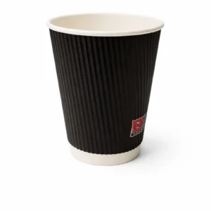 12oz black ripple-wall takeaway paper cup