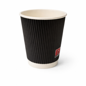 8oz Black Ripple Takeaway Paper Cup – Recyclable (Case of 500)