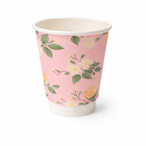 Planetware 8oz spring floral double wall compostable coffee cup