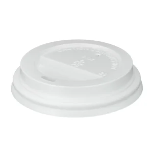White PP sip-through lid for an 8 oz hot drink cup