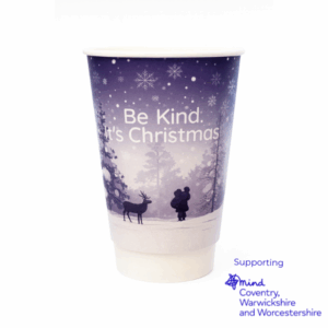 Charity 12oz Be Kind It’s Christmas Double-Wall Paper Cup – Compostable & Recyclable
