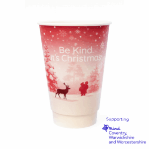 Charity 16oz Be Kind It’s Christmas Double-Wall Paper Cup – Compostable & Recyclable