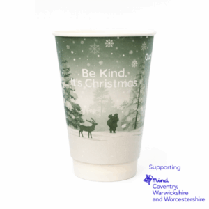 Charity 8oz Be Kind It’s Christmas Double-Wall Paper Cup – Compostable & Recyclable