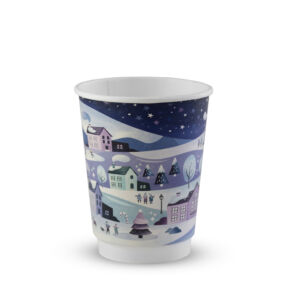 “12oz Christmas double wall hot cup compostable festive design”