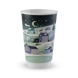 16oz Christmas Double Wall Hot Cup Compostable