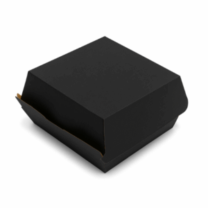 Black Kraft Burger Box closed on white background – recyclable takeaway packaging