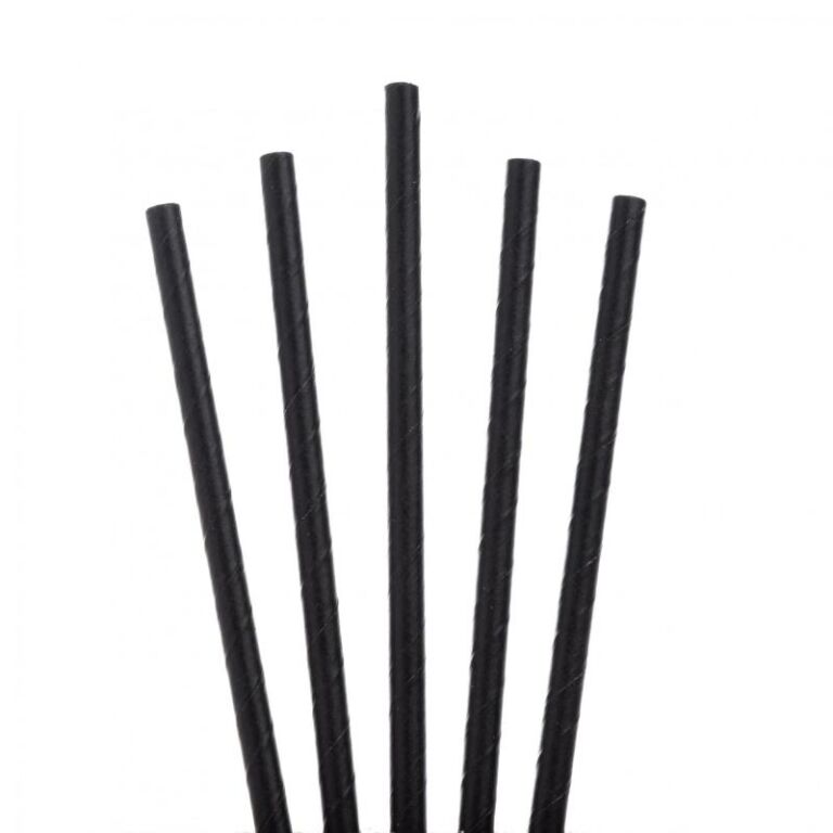 Black paper cocktail straws, 6mm diameter and 140mm long