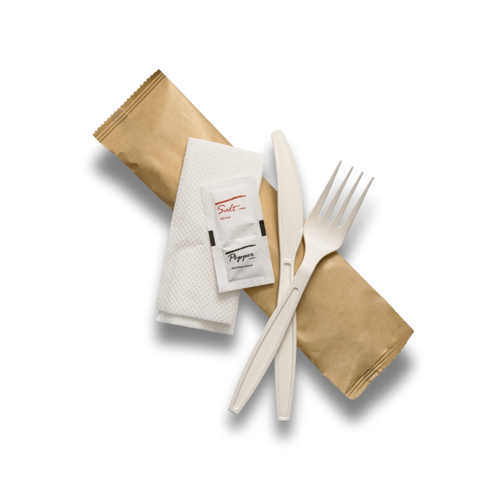 Cornstarch cutlery set with napkin