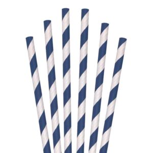Blue/White Paper Straw 6mm x 200mm – Recyclable & Food-Safe