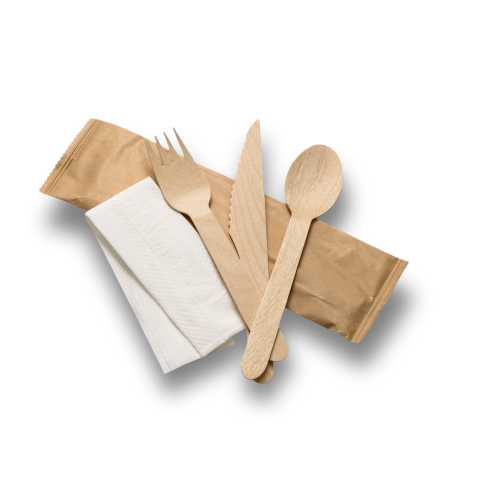 Recyclable cutlery set with napkin