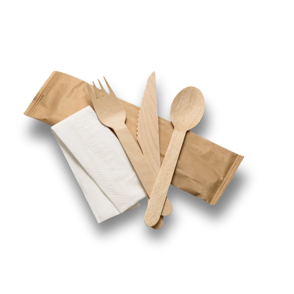 Recyclable cutlery set with napkin