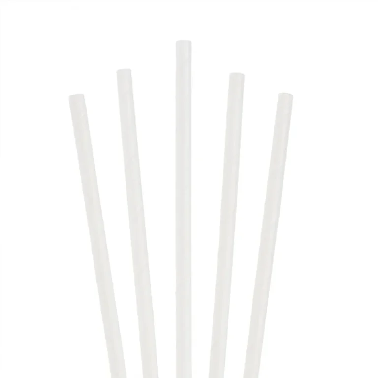 White paper cocktail straws, 6mm diameter and 140mm long