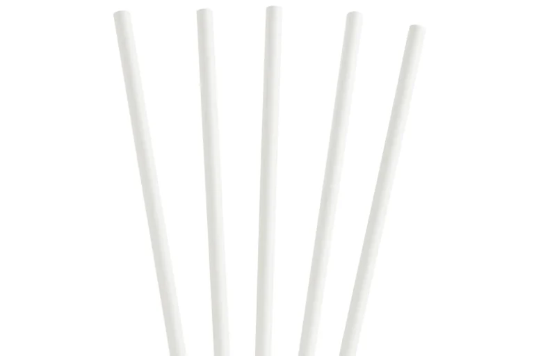 White paper straws, 6mm diameter and 200mm long