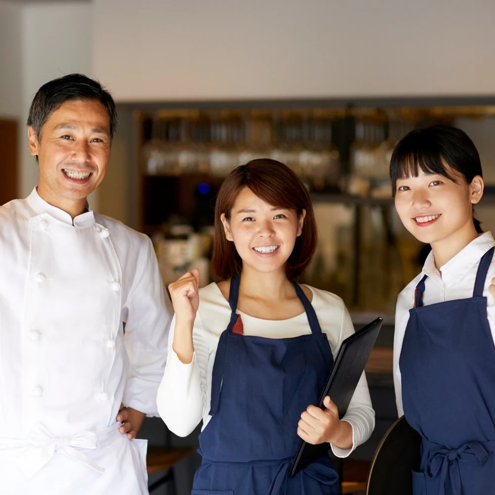 Happy hotel staff