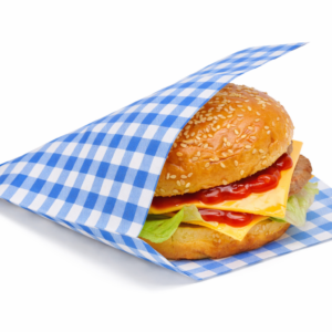 Blue Gingham 2 sided open bag