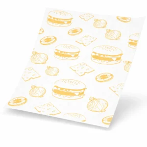 orange printed burger wrap paper