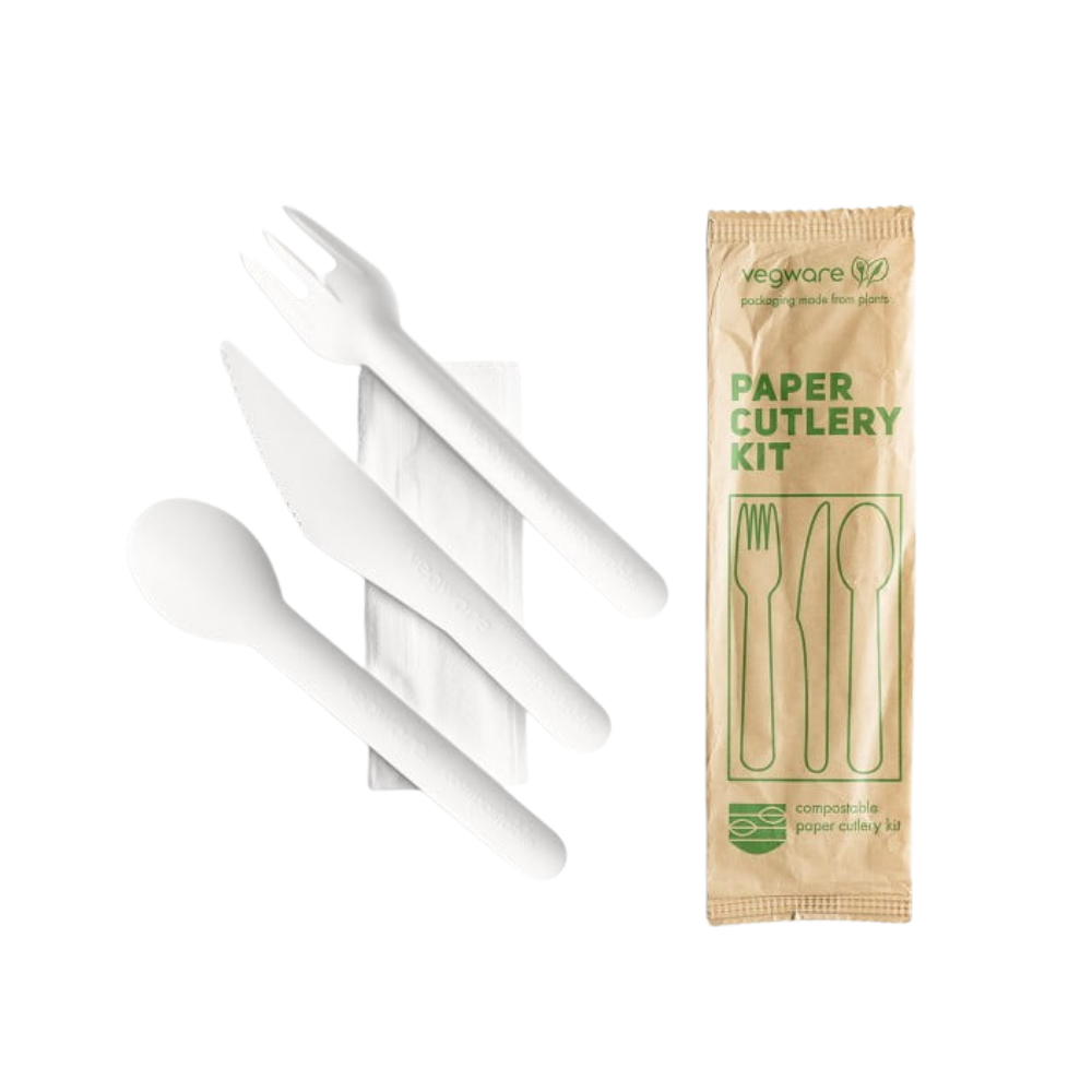 Recyclable white paper cutlery