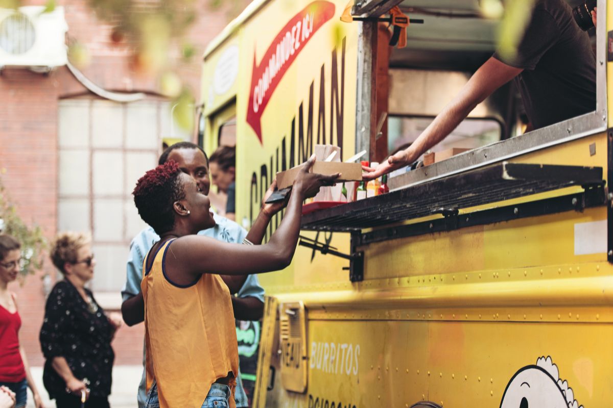 Busy food truck takeaway