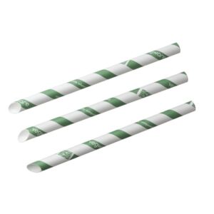 Vegware bubble tea green stripe 12mm paper straw 9in”