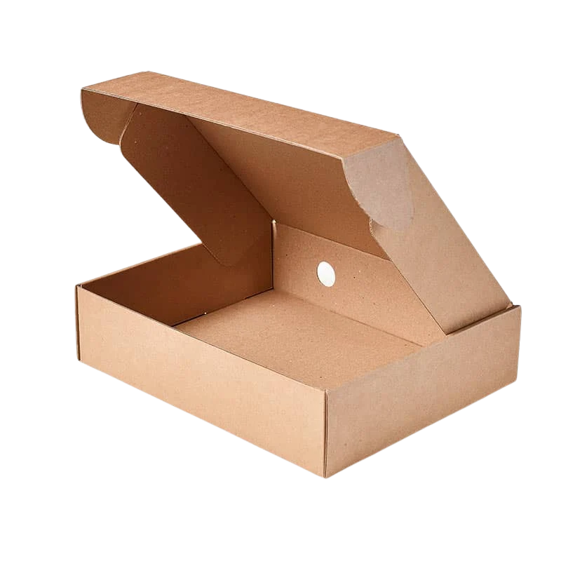 Open kraft cardboard pizza box