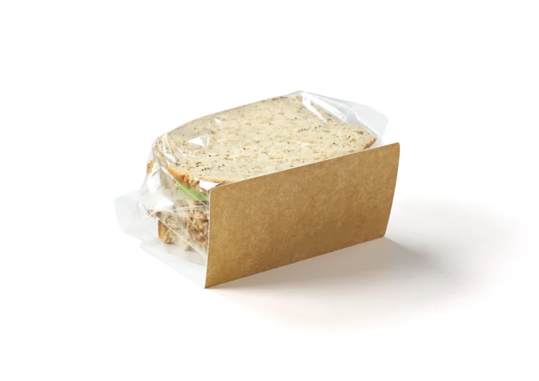 Sandwich bag with film and kraft board displaying a bloomer sandwich