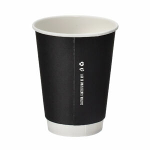12oz Black Double Wall Hot Cup – PE Lined Recyclable